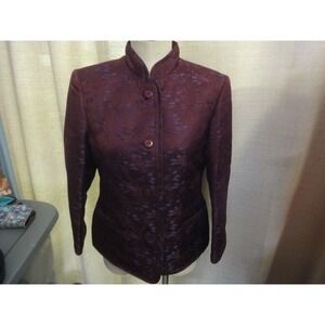 Linda Allard  ellen tracy womens suit jacket blazer size 8 purples oriental neck